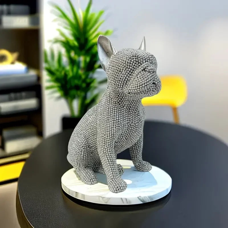 Beaded French Bulldog resin statue, colorful animal,home table centerpiece, office Decor, room Decor, shelf Decor, holiday gift.