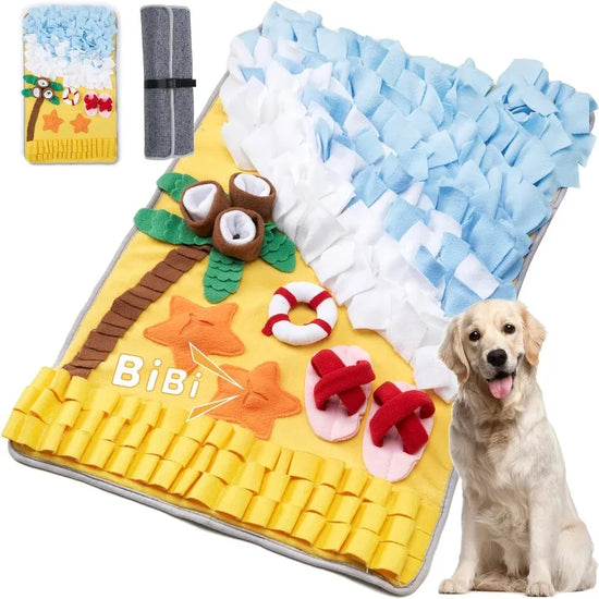 Snuffle Mat for Dogs Interactive Dog Toys Ocean Beach Sniff Foraging Mat Feed Game for Pets Boredom Mental Stimulation Washable