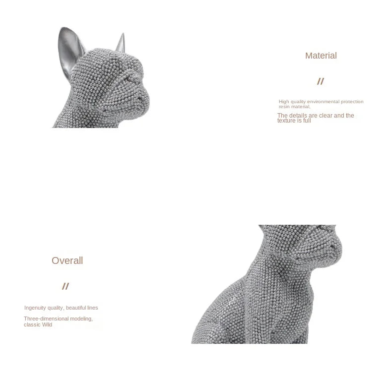 Beaded French Bulldog resin statue, colorful animal,home table centerpiece, office Decor, room Decor, shelf Decor, holiday gift.