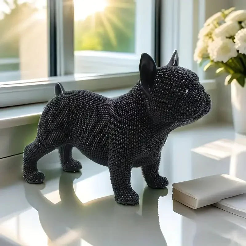 Beaded French Bulldog resin statue, colorful animal,home table centerpiece, office Decor, room Decor, shelf Decor, holiday gift.