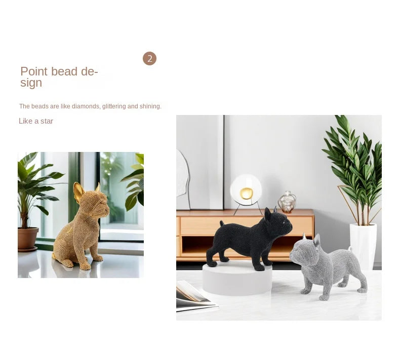 Beaded French Bulldog resin statue, colorful animal,home table centerpiece, office Decor, room Decor, shelf Decor, holiday gift.