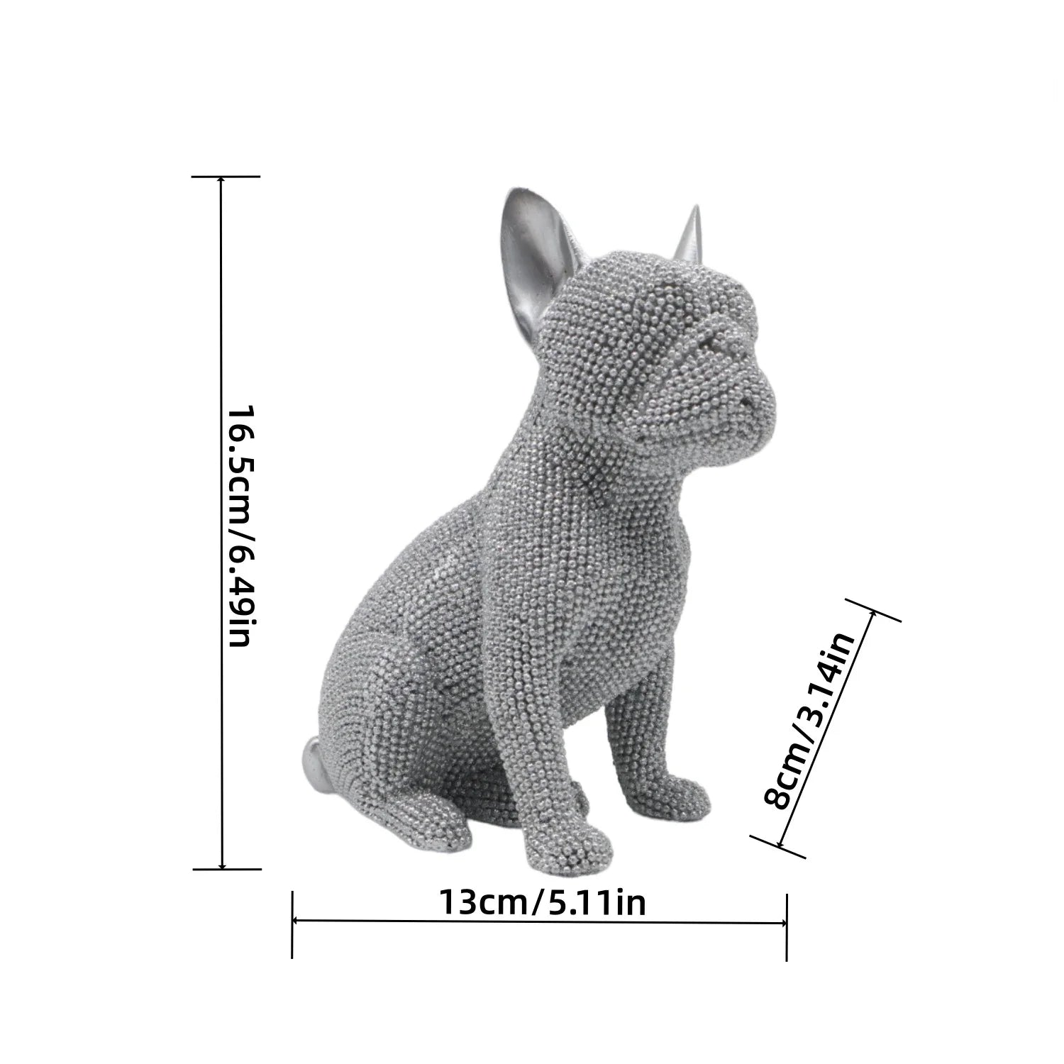 Beaded French Bulldog resin statue, colorful animal,home table centerpiece, office Decor, room Decor, shelf Decor, holiday gift.