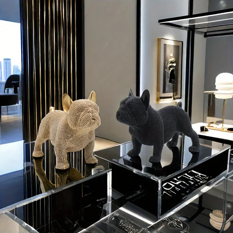 Beaded French Bulldog resin statue, colorful animal,home table centerpiece, office Decor, room Decor, shelf Decor, holiday gift.