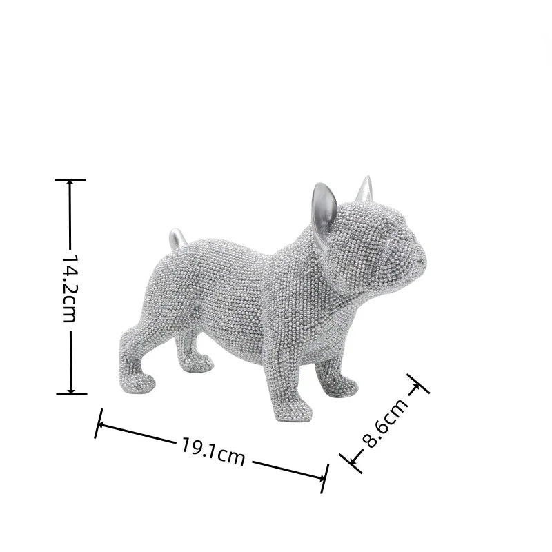 Beaded French Bulldog resin statue, colorful animal,home table centerpiece, office Decor, room Decor, shelf Decor, holiday gift.
