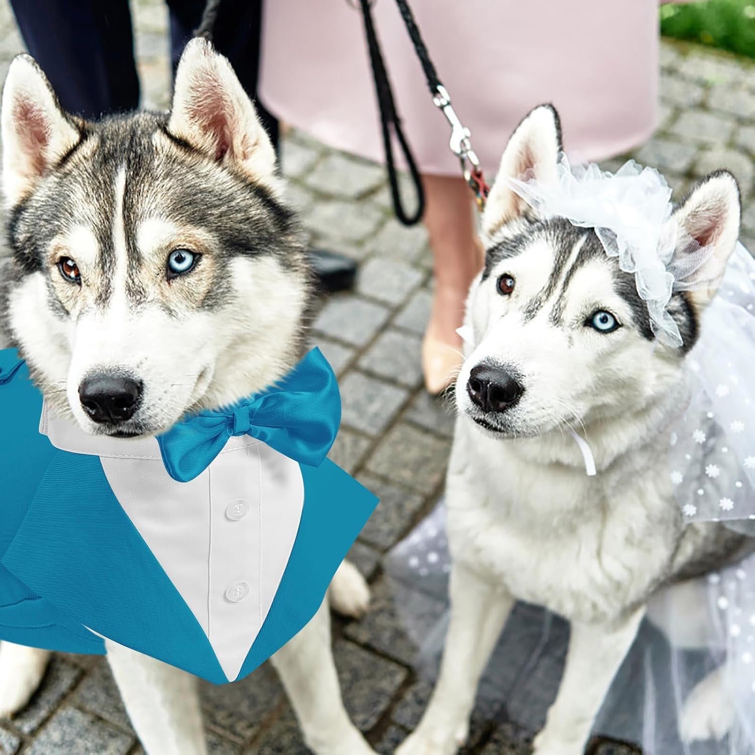 Dog Tuxedo for Large Dogs, Formal Dog Suit and Tie, Gentle Dogs Wedding Party Suit Bow Tie Shirt, Pet Wedding Outfit with Detachable Bowtie Collar for Christmas Halloween Dress Up