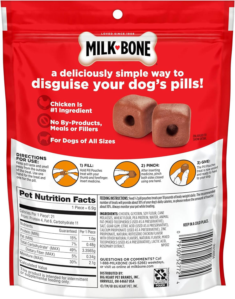 Pill Pouches with Real Chicken – Dog Treats, 6 oz Bag (Pack of 5)
