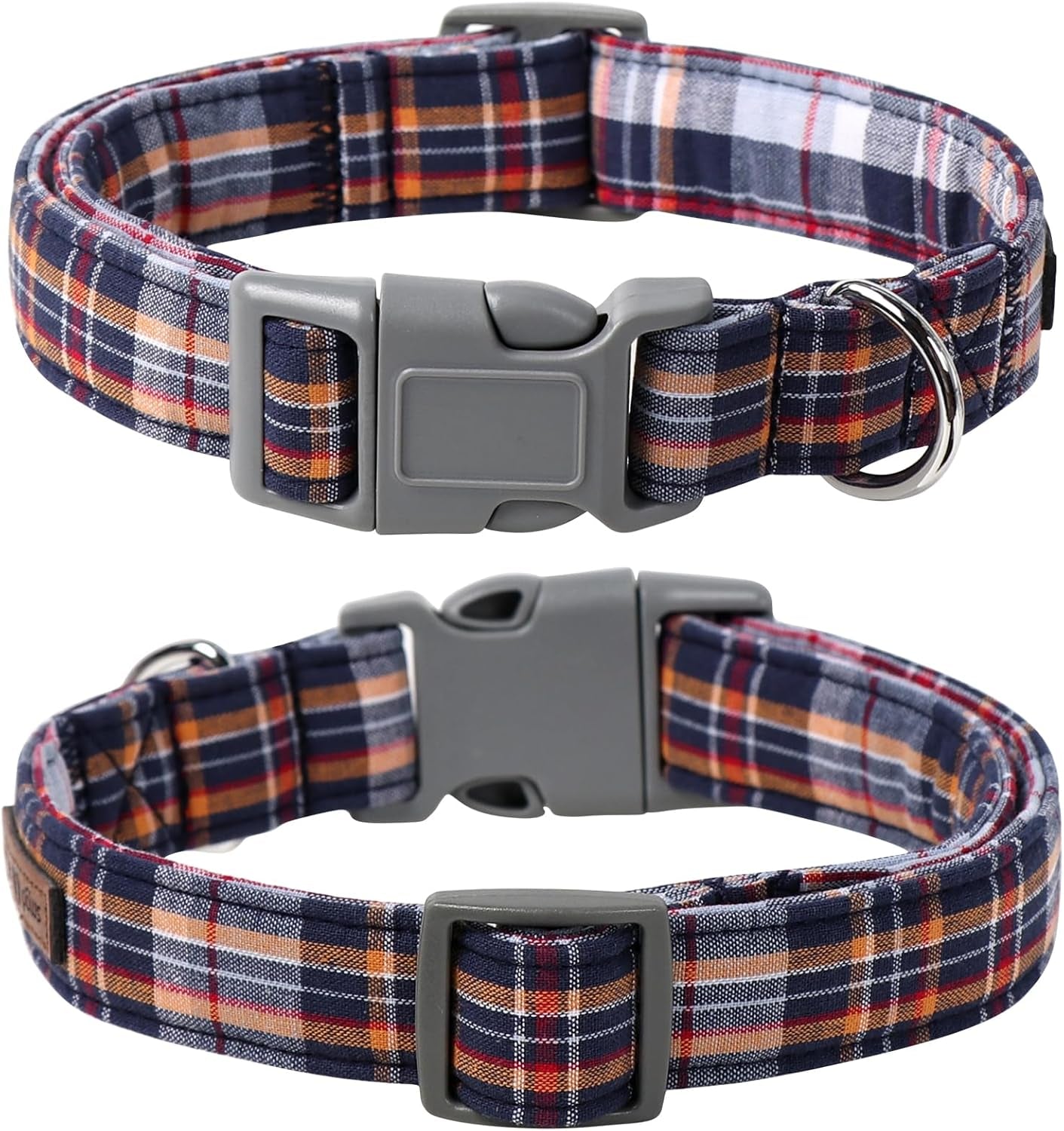 Adjustable Dog & Cat Collar with Bowtie – Grid Pattern, Plastic Buckle, Fits Small to Large Pets
