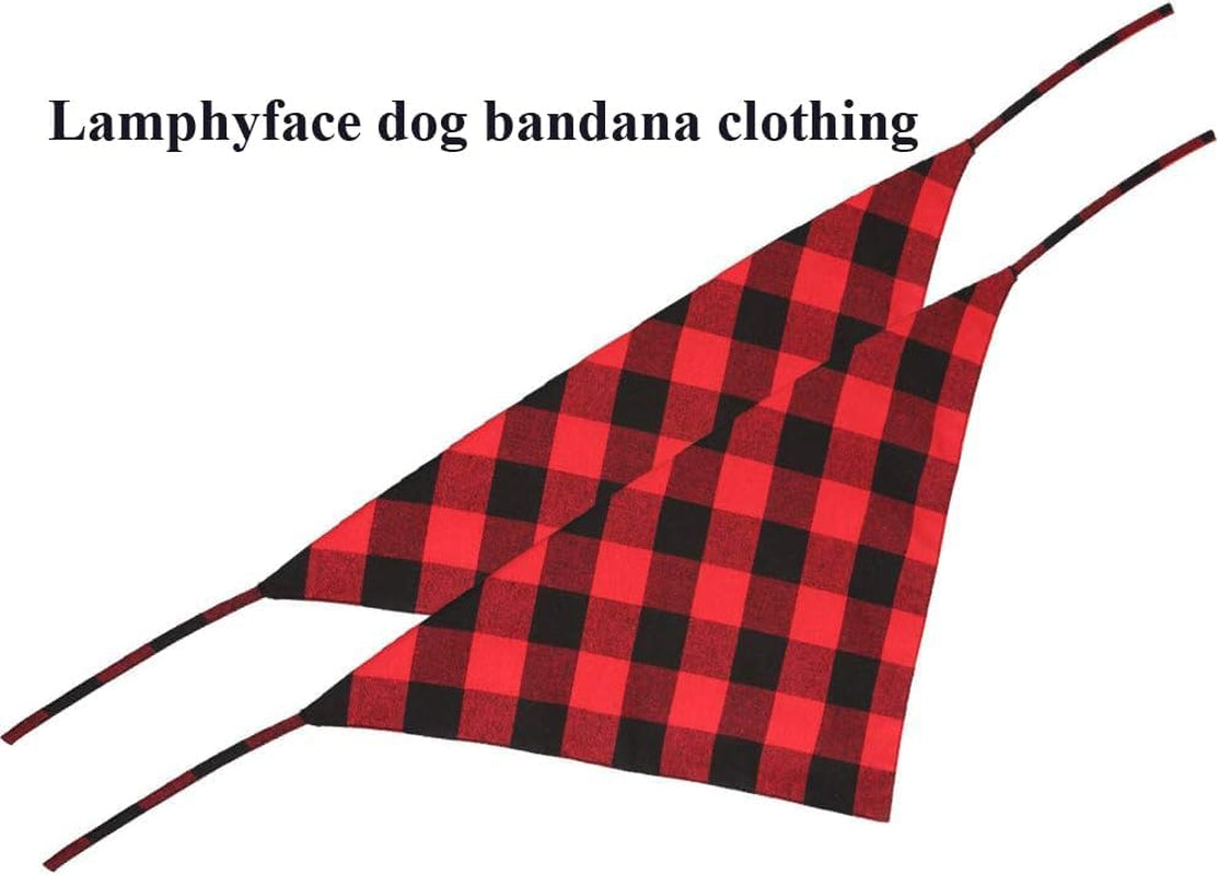 2-Pack Christmas Dog Bandanas – Red & Black Plaid Triangle Scarves, Holiday Pet Accessories