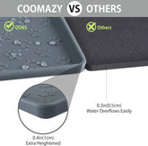 Dog Food Mat, Silicone Waterproof Cat Feeding Mat Raised Edges, Nonslip Pet Placemat Bowl Tray to Stop Food Spills and Water Messes Out to Floor, 18.9X11.8 Grey