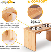Elevated Bamboo Dog Bowls – Large, 13" Tall with 2 Stainless Steel Bowls