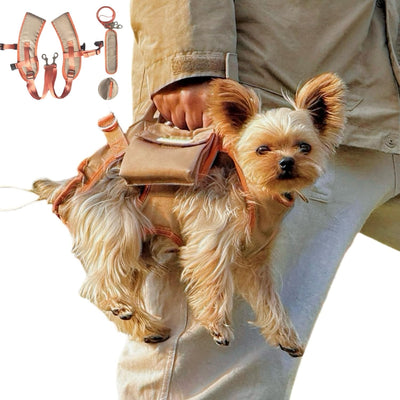 Pet Carrier Sling & Backpack, Full Body Lift Harness, Help Em up Harness for Small Dogs and Cats (Khaki, XS)