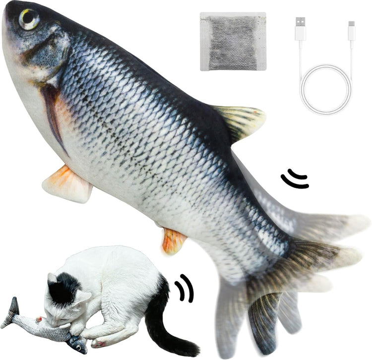 Floppy Fish Dog Toy & Cat Chew Toy – USB Charging, Interactive Teething Catnip Toy for Indoor Cats