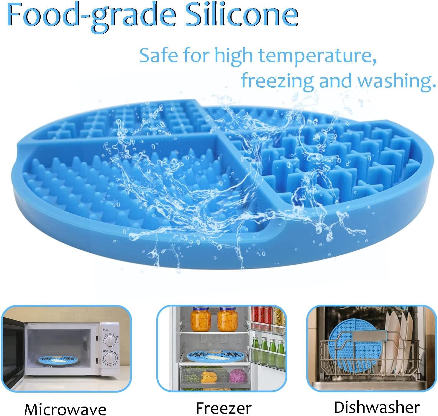 Slow Feeder Bowl Mat for Dogs and Cats, Licking Mat for Dog Anxiety Relief, Cat Peanut Butter Lick Pad, Dog Enrichment Toys for Boredom Reducer, Dog Treat Mat for Bathing Grooming