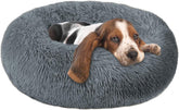 Cuddler Dog Bed | Soft Faux Fur Surface Material | Donut Pillow Bed, Machine Washable | Non-Slip Bottom | Delicate Edge