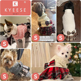 Dog Sweater Warm Pullover Pet Coats Comfy Dogs Clothes with Bowtie Turtleneck Cat Sweaters Thick Dog Sweaters for Small Dogs Male Stretchy Knitwear Pet Sweater Dress for Cold Weather Winter