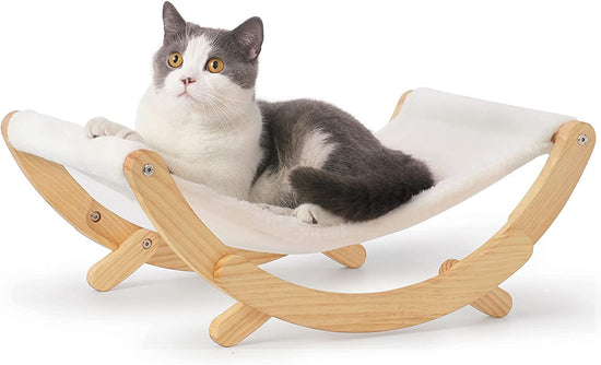 New Moon Cat Hammock – Elevated Indoor Cat Swing Chair, White, Pet Furniture for Cats & Small Dogs