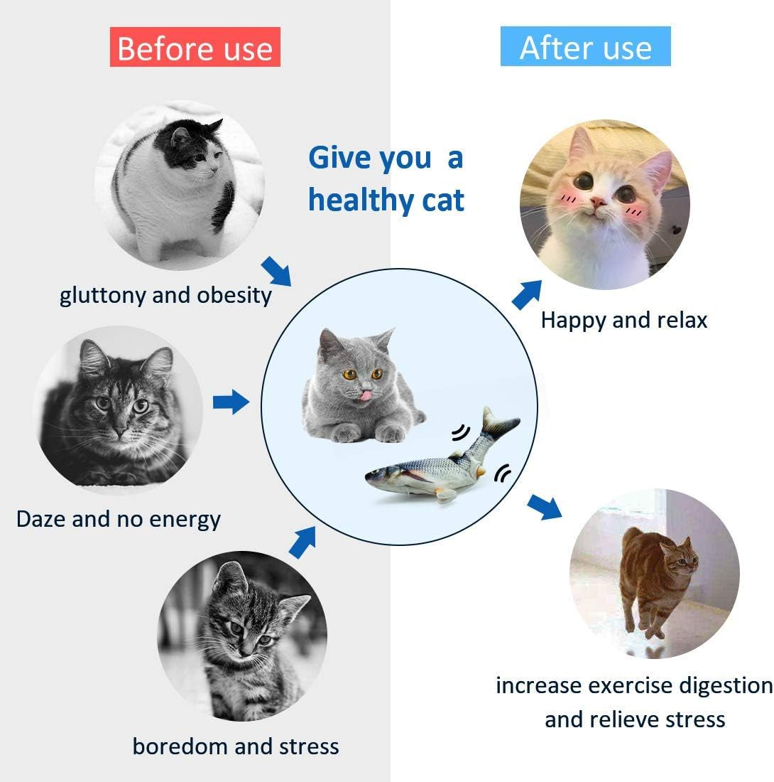 Floppy Fish Dog Toy & Cat Chew Toy – USB Charging, Interactive Teething Catnip Toy for Indoor Cats