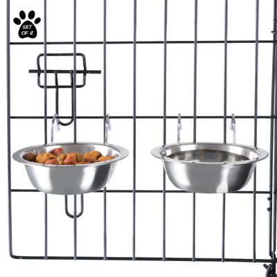 Stainless Steel Hanging Dog Bowls – 2 Pack, 8oz