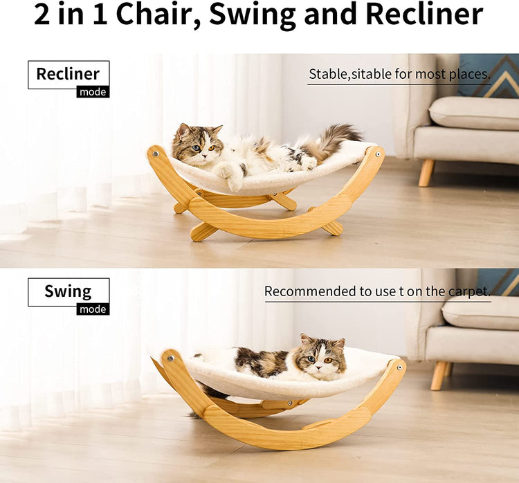 New Moon Cat Hammock – Elevated Indoor Cat Swing Chair, White, Pet Furniture for Cats & Small Dogs