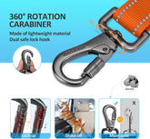 Dog Seat Belt 3-In-1 Car Harness for Dogs Adjustable Safety Seatbelt for Car Durable Nylon Reflective Bungee Fabric Tether with Clip Hook Latch & Buckle, Swivel Zinc Alloy Carabiner