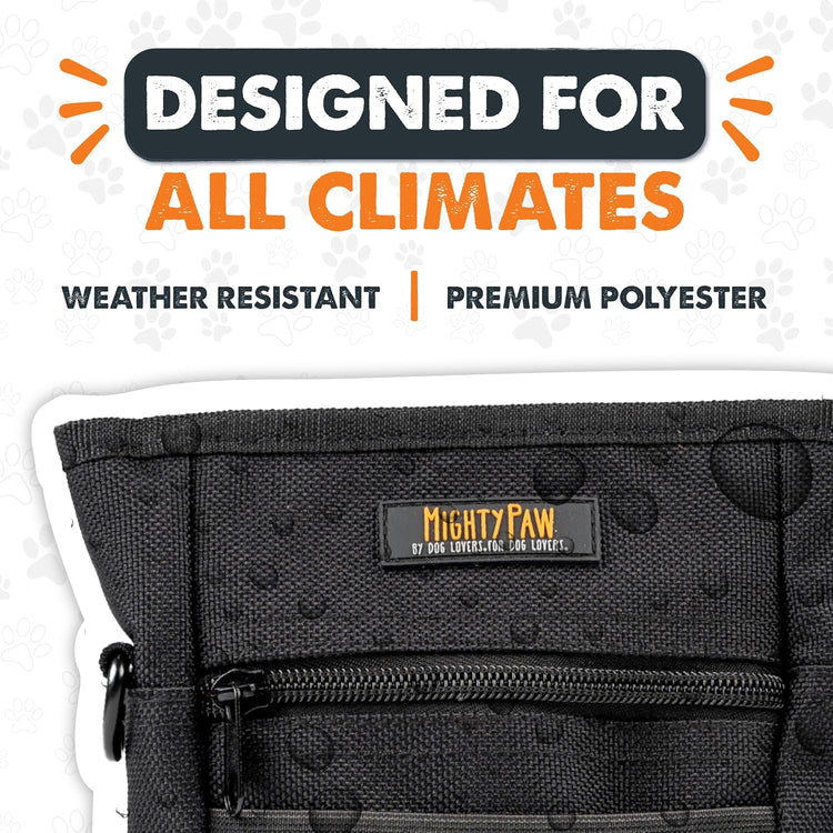 Dog Treat Training Pouch – No-Spill Magnetic Closure, Hands-Free with Built-in Poop Bag Holder, Black