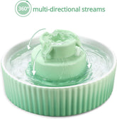 Ceramic Cat Water Fountain, 2.1L/71Oz Cupcake Cat Fountain for Dog and Cat Indoor, 2 Ultra Quiet Pumps (Green)