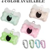 Dog Poop Pickup Bags Holder Dispenser with Standard-Sized Leak-Proof Scented Doggy Waste Bags and Carabiner with Safety Lock&Fastener Never Loose on Leash Lead Again (1 Holder 195 Bags, Blue)