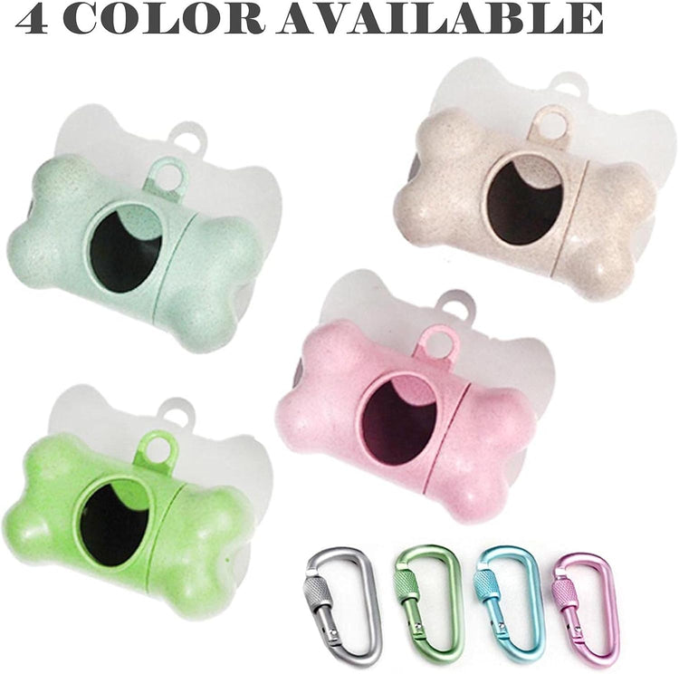 Dog Poop Pickup Bags Holder Dispenser with Standard-Sized Leak-Proof Scented Doggy Waste Bags and Carabiner with Safety Lock&Fastener Never Loose on Leash Lead Again (1 Holder 195 Bags, Blue)