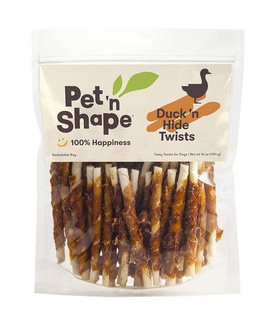 Duck 'N Hide Twists – Duck Wrapped Rawhide Dog Treats, Natural, Small Size, 1 lb Pack