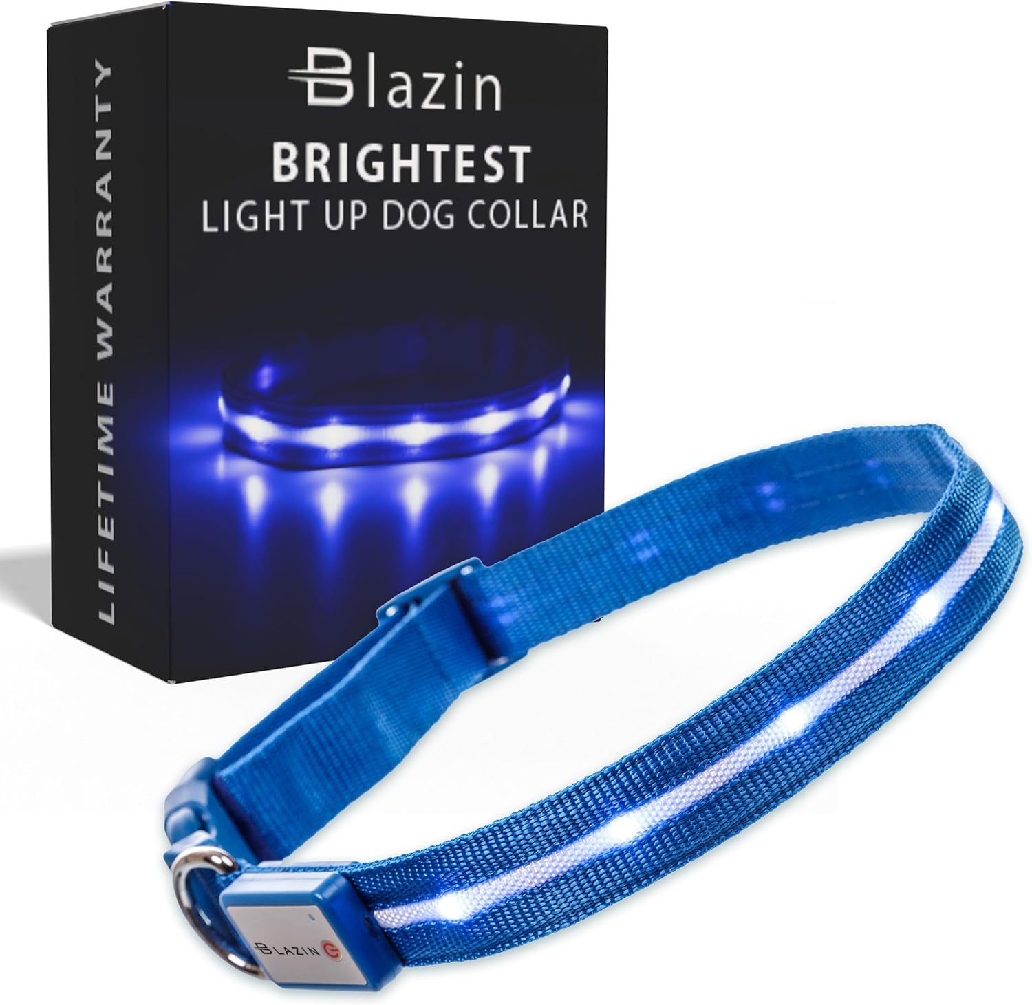 Light up Dog Collar - the Original LED Dog Collar - USB Rechargeable - Waterproof - 1,000 Feet of Visibility - Dog Collar Light for Small, Medium, Large Dogs - US Brand