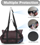 Dog Car Seat with Safety Belt, Washable Booster for Small Dogs, Anti-Slip Travel Bed for Front or Back Seat, Adjustable Buckle, Storage Pockets