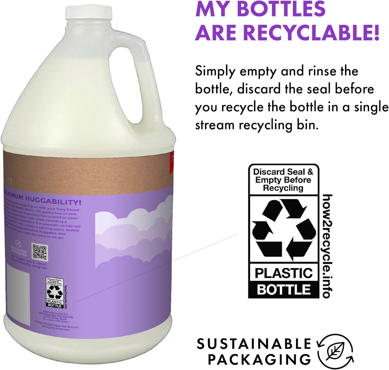 Buddy Wash 2-in-1 Dog Shampoo & Conditioner – Lavender & Mint, 1 Gallon