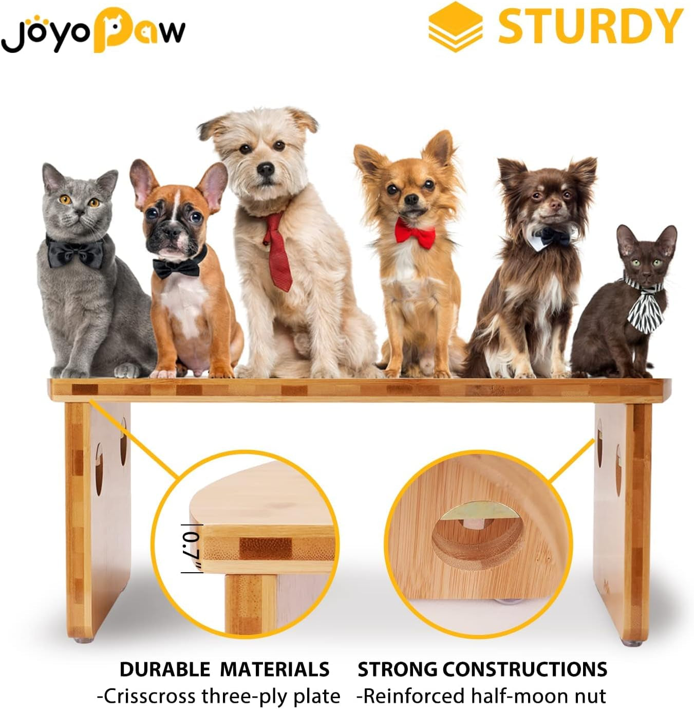 Elevated Bamboo Dog Bowls – Large, 13" Tall with 2 Stainless Steel Bowls