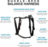 Pet Products No-Pull Balance Harness and Loose Leash Walking Set Dogs, Made in the USA, Black, X-Small