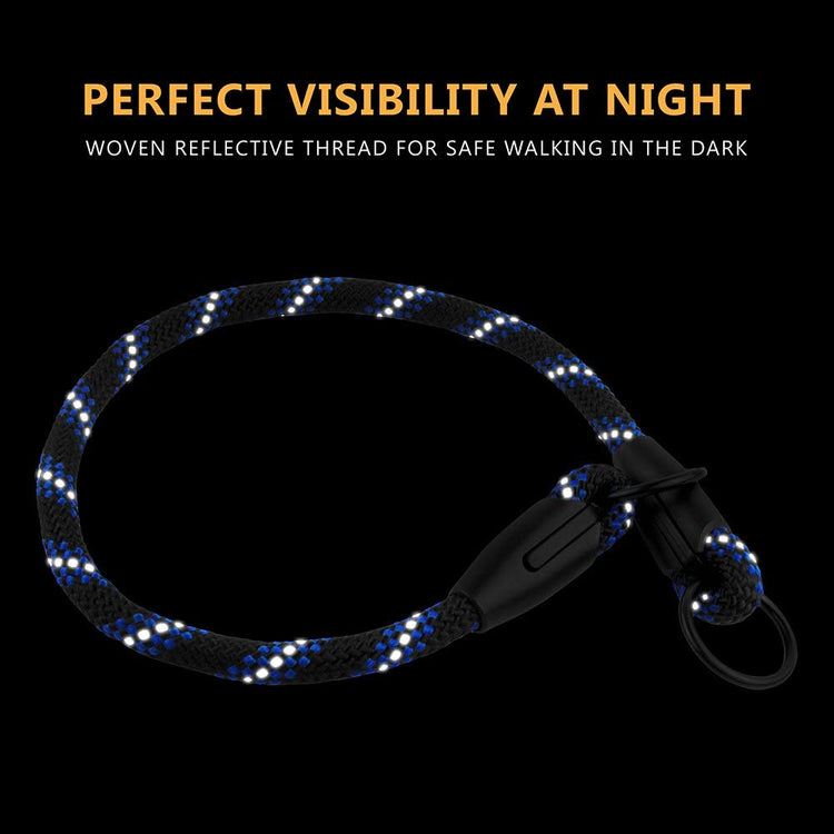 Rope Pro Training Dog Collar Braided No Pull Quick Release round Lead Collars for Dogs Small Medium Large Puppy (XS - 15.7" Long, Blue)