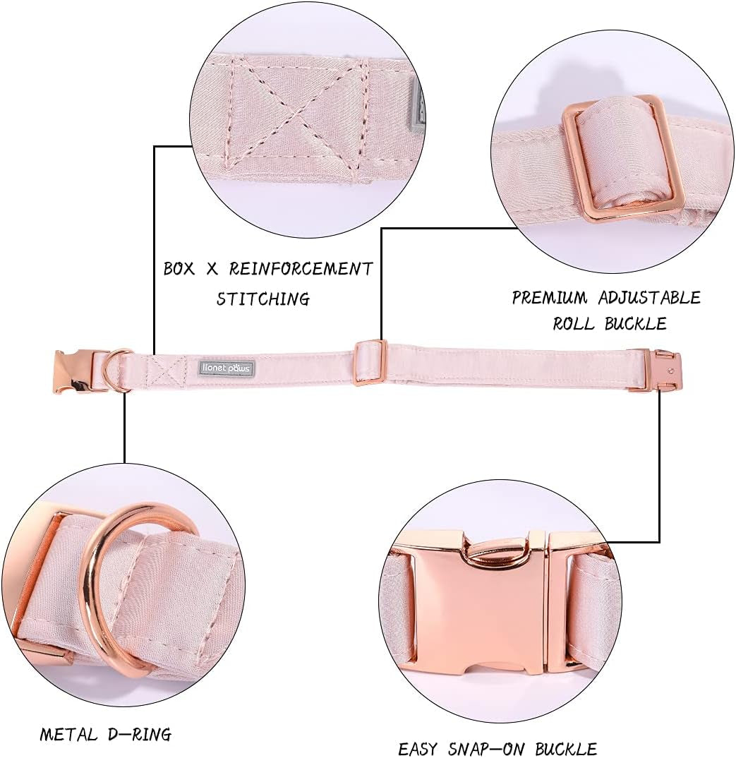 Silk Bowtie Dog Collar – Comfortable Adjustable Collar with Detachable Bow Tie for Small Dogs (10-16 Inch Neck)