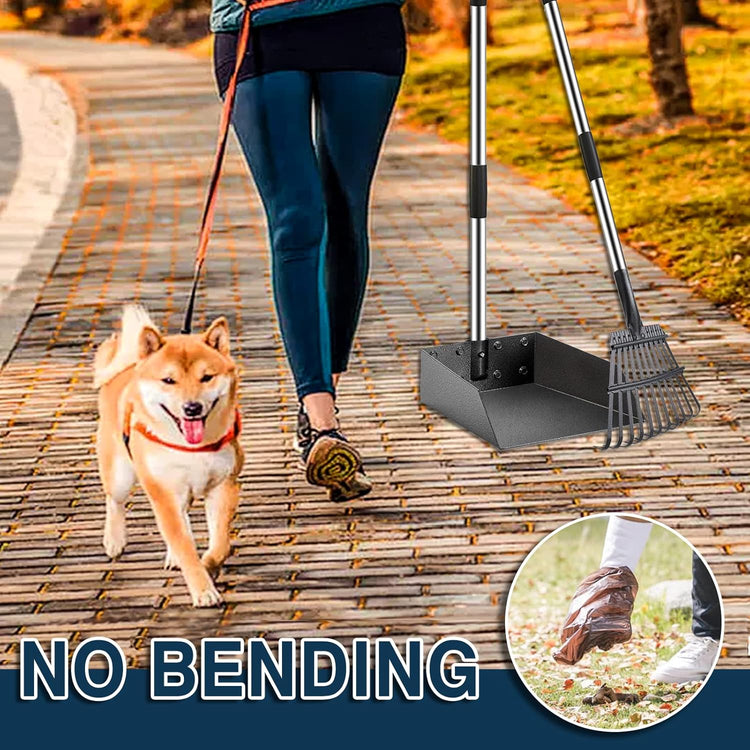Pet Pooper Scooper for Large Dog, Height Adjustable Poop Scoop Removal Picker with Long Handle Extra Large Tray - Easy to Wash