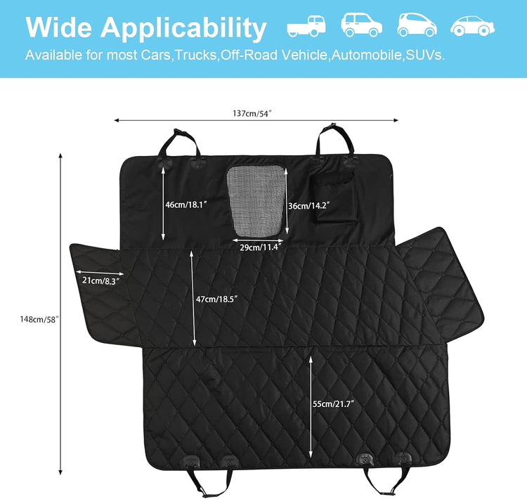 Back Seat Dog Cover for Car-Dog Car Seat Covers for Back Seat-Waterproof & Durable Nonslip Machine Washable Dog Seat Cover for Back Seat Protector for Cars Trucks Suvs-Black