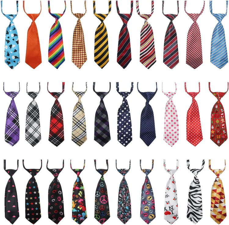 Dog Ties 30 PCS Dog Neckties, Adjustable Neck Ties and Bows for Medium Large Pets Festival Formal Bulk Pet Bowties Collar Grooming Accessories Holiday Birthday Wedding Costumes