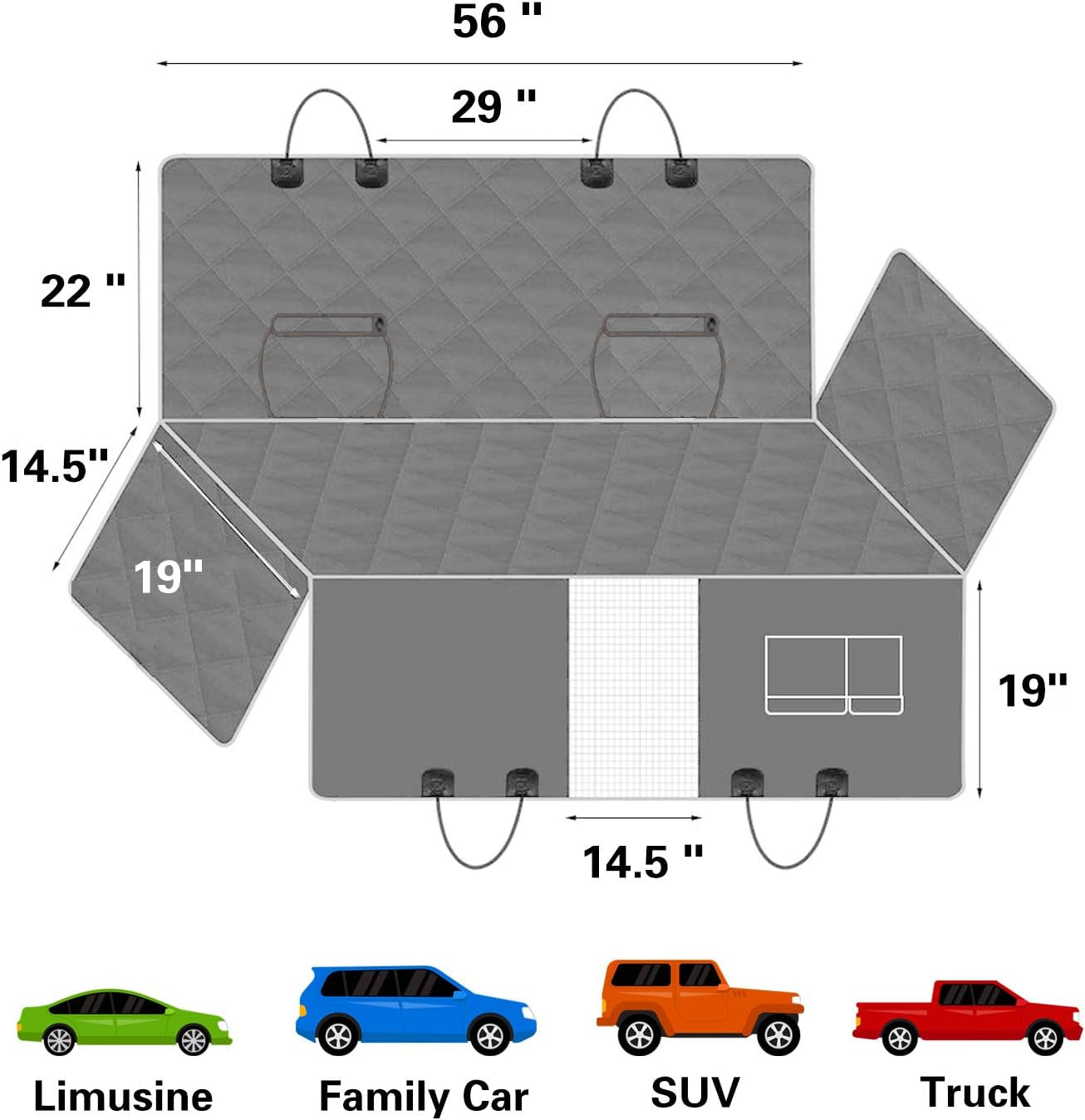 Honest Dog Car Seat Covers with Mesh Window,Dog Seat Cover with Side Flap for Cars, Trucks, and Suv&