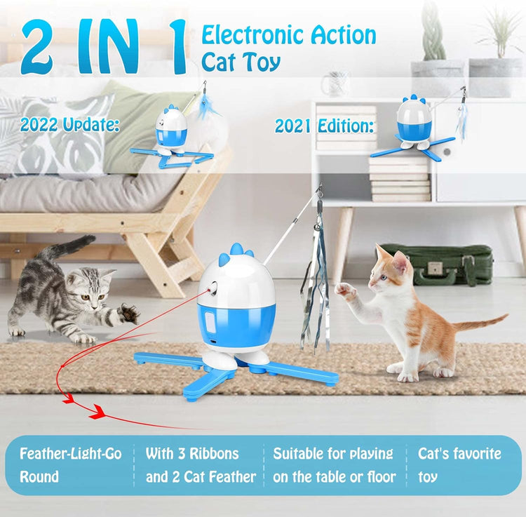 Rechargeable Interactive Cat Toy – 2-in-1 Light & Feather Exercise Toy for Indoor Cats