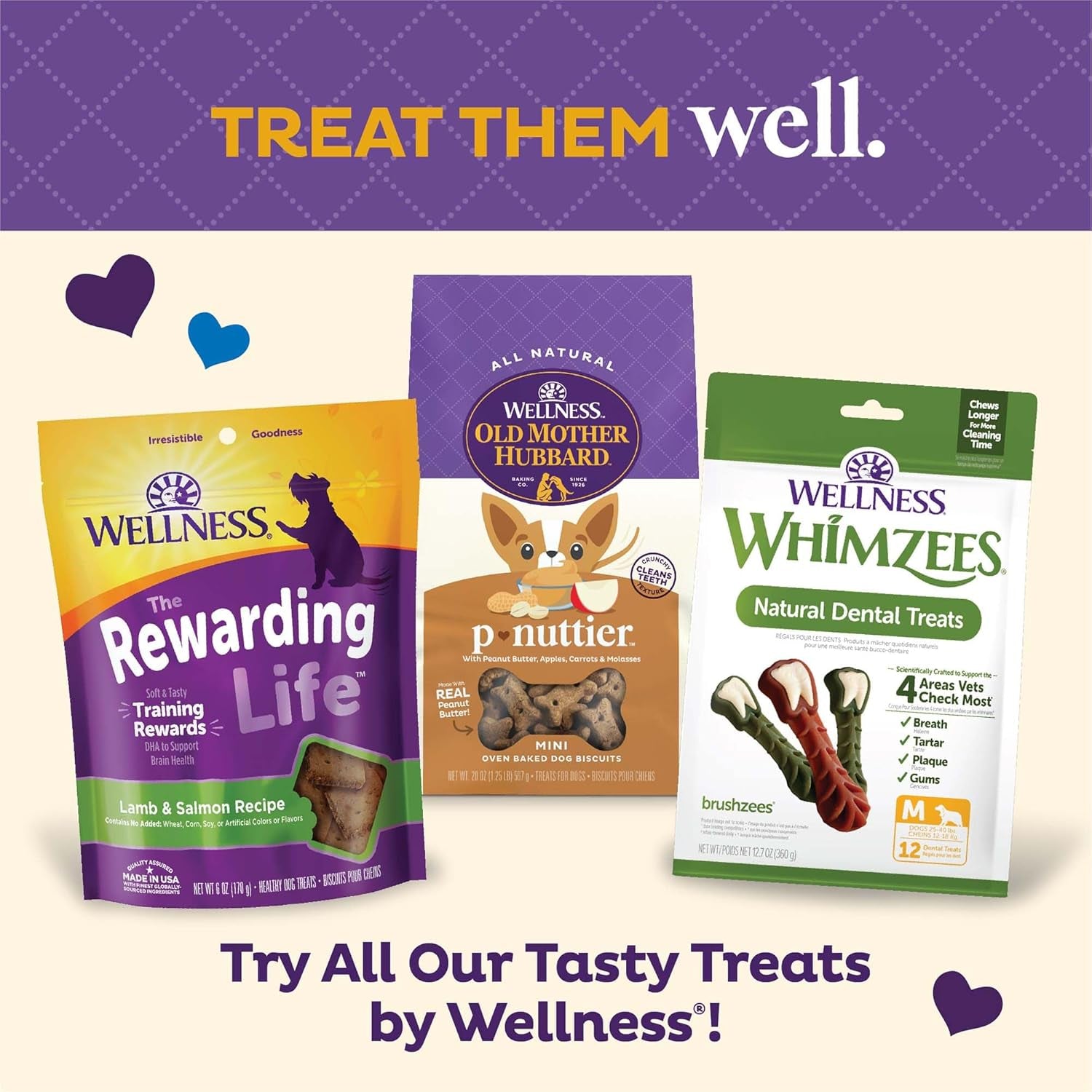 Wellness Original Mix Dog Biscuits, Natural, Training Treats, Four Flavors, Large Size, (20 Pound Box)