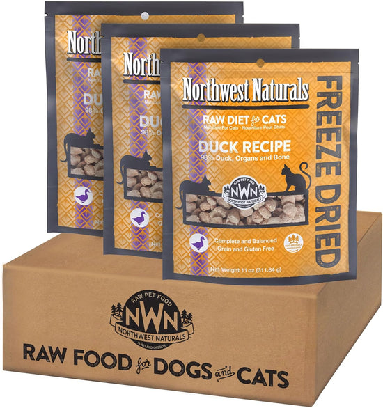 Freeze-Dried Duck Cat & Kitten Food – High-Protein, Grain-Free, All-Natural, 11 oz (Pack of 3)