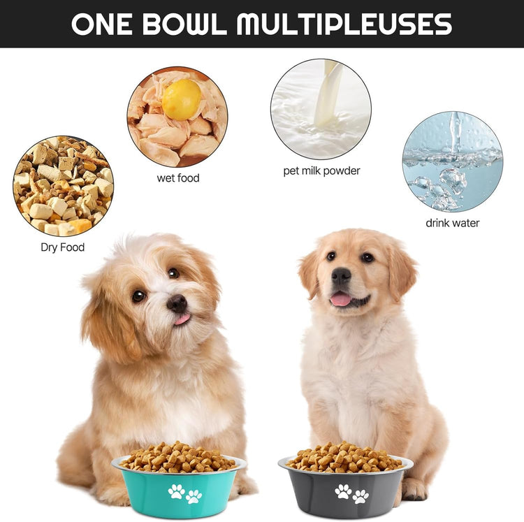 2-Pack Stainless Steel Dog Bowls – Non-Slip, Medium Size (3.6 Cups)