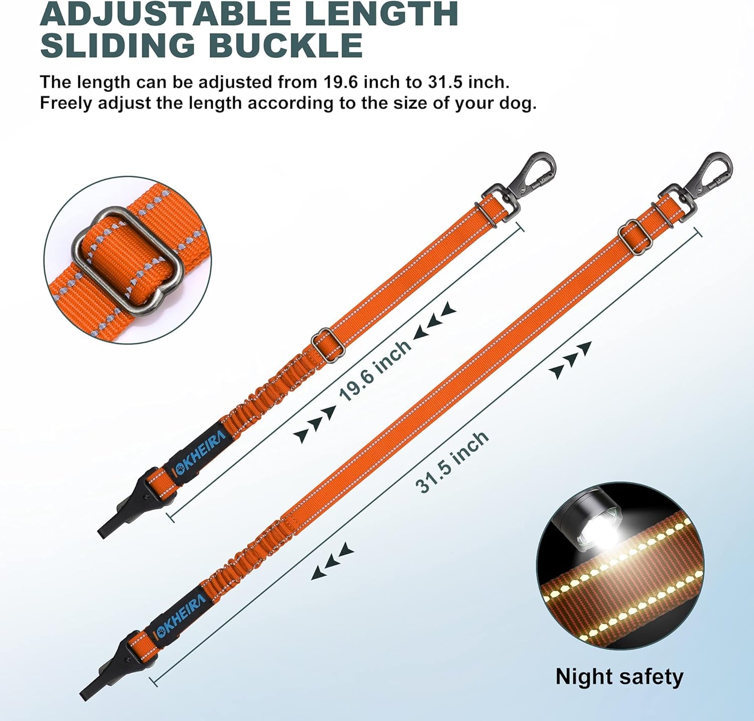 Dog Seat Belt 3-In-1 Car Harness for Dogs Adjustable Safety Seatbelt for Car Durable Nylon Reflective Bungee Fabric Tether with Clip Hook Latch & Buckle, Swivel Zinc Alloy Carabiner