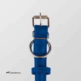 Rolled Leather Dog Collar, Soft Padded round Puppy Collar, Handmade Genuine Leather Collar Dog Small Large Cat Collars 13 Colors (13-16 Inch, Deep Blue Textured)