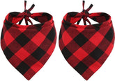 2-Pack Christmas Dog Bandanas – Red & Black Plaid Triangle Scarves, Holiday Pet Accessories
