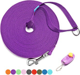 15/20/30/50/100 Ft Long Dog Training Leash with Clickers for Small, Medium and Large Dogs or Cats (30 Feet, Purple)