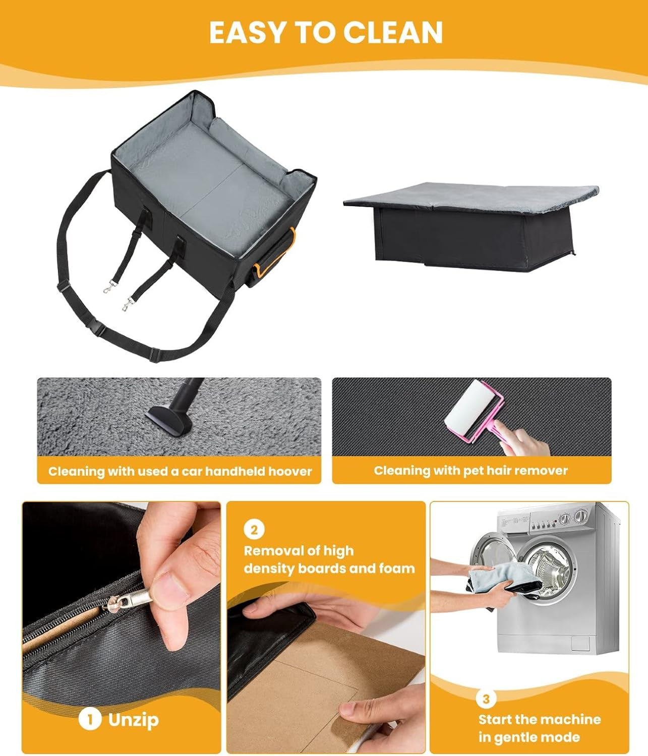 Elevated Dog Car Seat for Small Dogs & Cats – Booster Travel Carrier Bed with Adjustable Straps