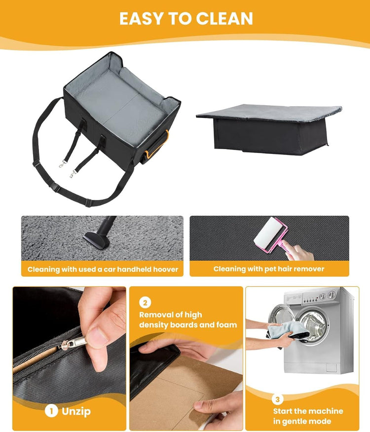 Elevated Dog Car Seat for Small Dogs & Cats – Booster Travel Carrier Bed with Adjustable Straps